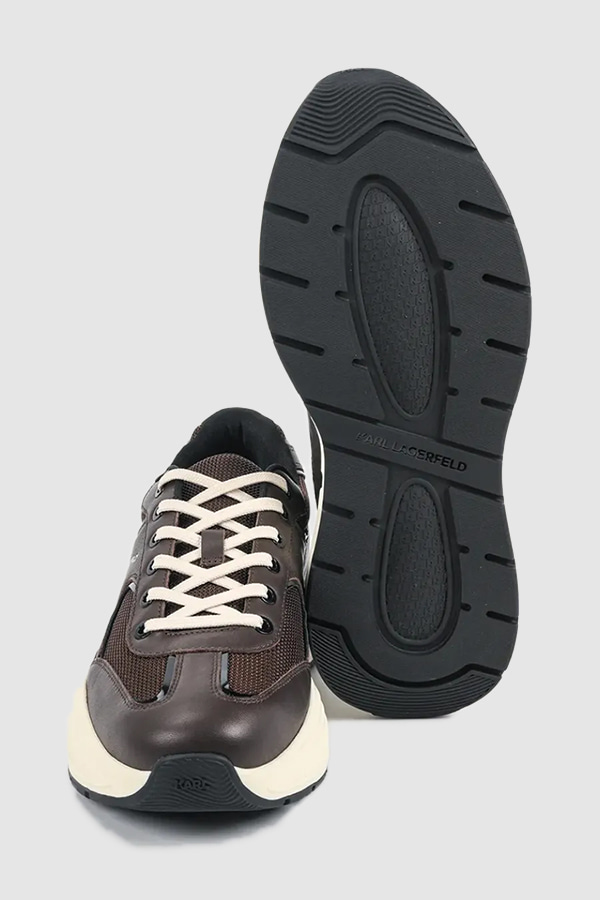 ΠΑΠΟΥΤΣΙΑ KARL LAGERFELD - 444 DARK BROWN LEATHER & TEXTILE